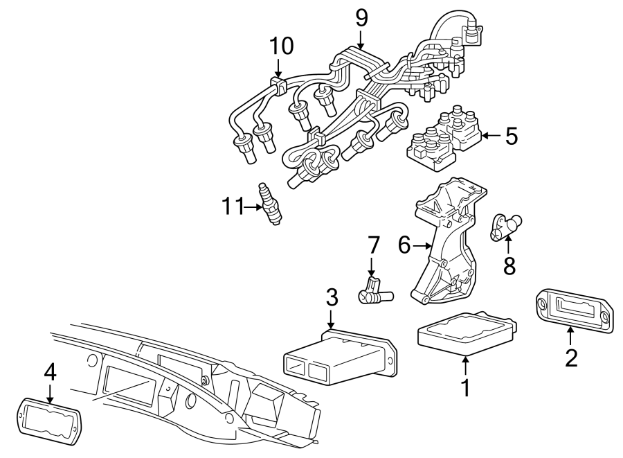 Mazda B2300 Engine Control Module Seal. 2.3 & 2.5 LITER. 3.0 LITER. 4.0