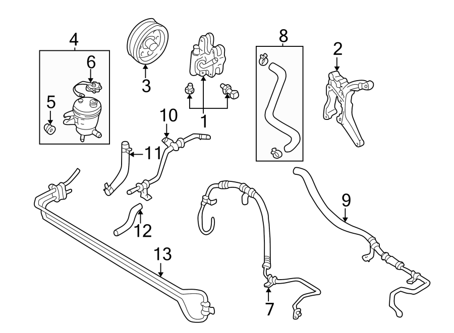 Mazda Tribute Hose, return. Lower return hose. Power steering return ...