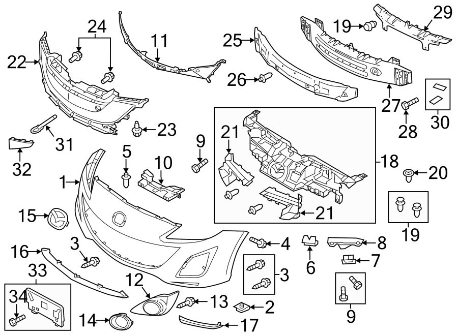 Mazda 3 Cover, towing hook - bumper. Tow bracket cover. Tow hook cover