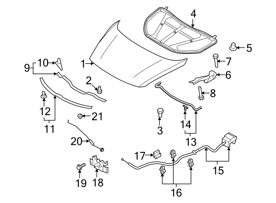 Mazda CX-9 Hood Insulation Pad. Insulator, COMPONENTS, Body ...