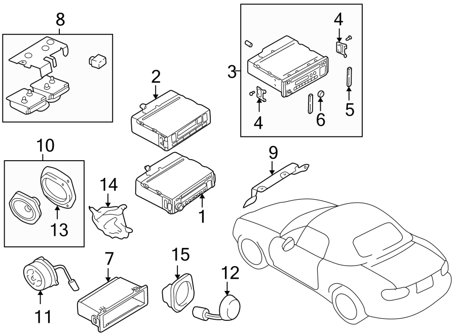 Mazda MIATA Radio Amplifier. SYSTEM, SOUND, PANEL, INSTRUMENT