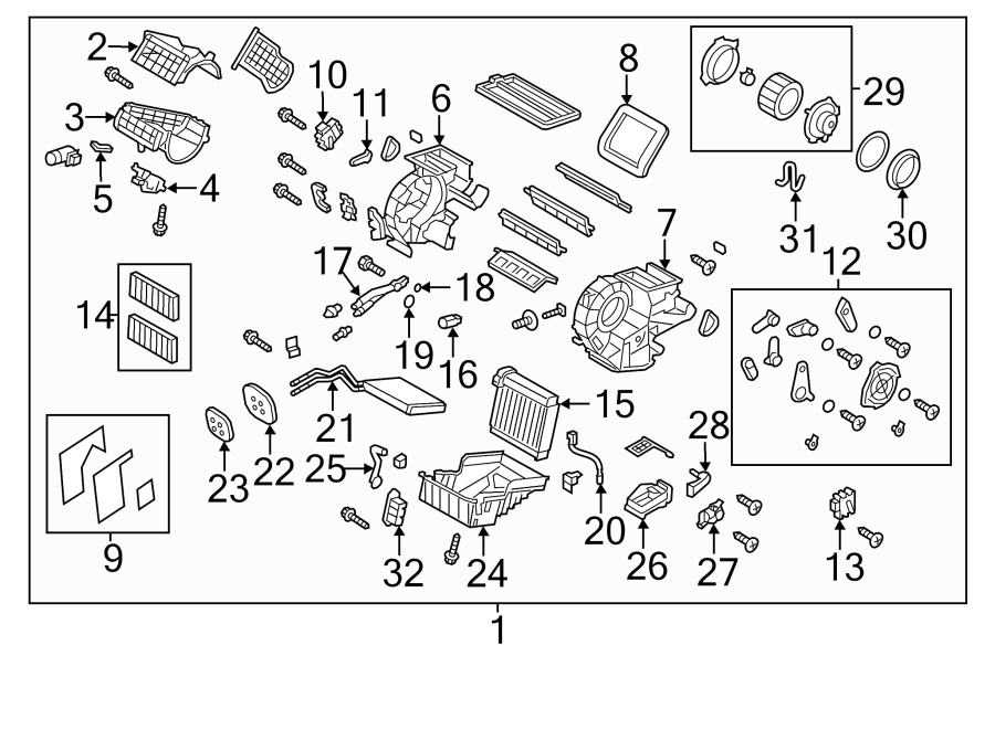 Mazda 5 Case. Unit. HVAC. Heater. 2008-10, w/rear ventilator