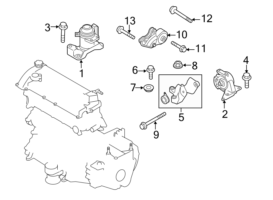 Mazda CX-7 Mount. NUT. 2.3 LITER, w/o AWD. CX-7; FWD; From 2/1/09